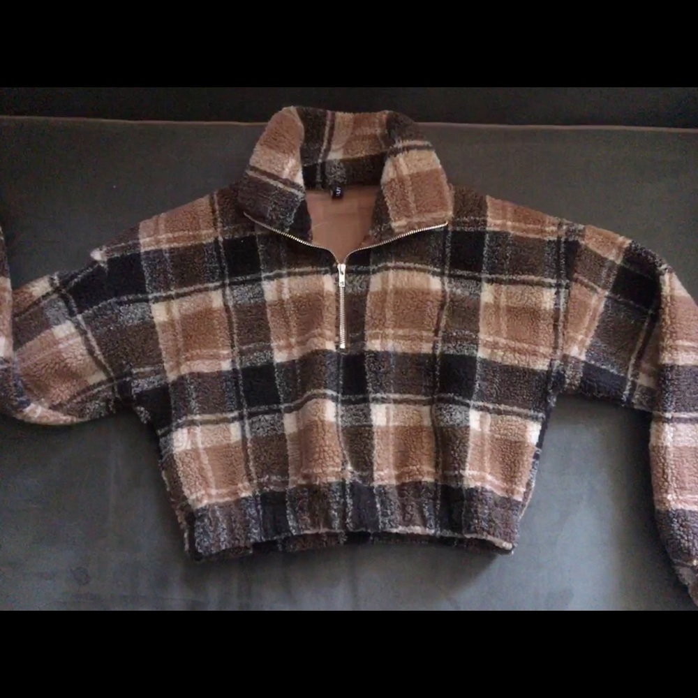 plaid cropped sweatshirt